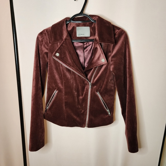 Velour Dark Red / Brown Vero Moda Jacket /Motor Jacket - Picture 1 of 7